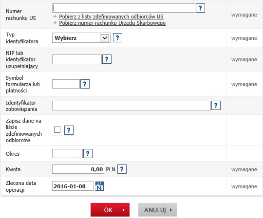 Wzór prawidłowego wypełnienia przelewu należności z tytułu grzywien (mandatów)