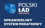 Kontur Polski, napis: Polski Ład, sprawiedliwy system podatkowy.