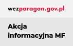 U góry adres e-mail: wezparagon.gov.pl Na środku napis Akcja informacyjna MF