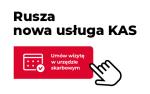 Tekst: Rusza nowa usługa KAS. Ikona: Umów wizytę w urzędzie skarbowym