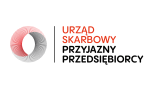 Grafika z napisem Urząd Skarbowy Przyjazny Przedsiębiorcy.