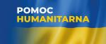 Flaga Ukrainy i napis pomoc humanitarna