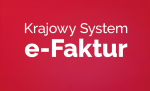 Grafika dekoracyjna. Biały napis na czerwonym tle: Krajowy System e-Faktur