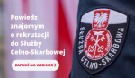 Rękaw munduru funkcjonariusza Służby Celno-Skarbowej z polskim godłem i  napisem 