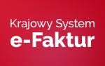 Biały napis na bordowym tle: Krajowy System e-Faktur.