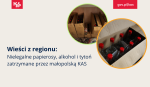 Nielegalny alkohol i tytoń w kartonach- grafika dekoracyjna z napisem Wieści z regionu: Nielegalne papierosy, alkohol i tytoń zatrzymane przez małopolską KAS