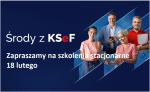Na grafice tekst: Środy z KSeF. Zapraszamy na szkolenia stacjonarne 18 lutego.