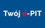 Na niebieskim tle biały napis Twój e-PIT. Litera 
