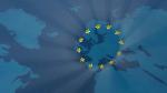 Symbol UE na mapie Europy z motywem cyfrowym