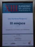 Dyplom III miejsce kategorii najbardziej efektywna izba skarbowa