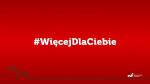 Hasztag #WięcejDlaCibie na czerwonym tle oraz logo MF i pudełka z kokardkami
